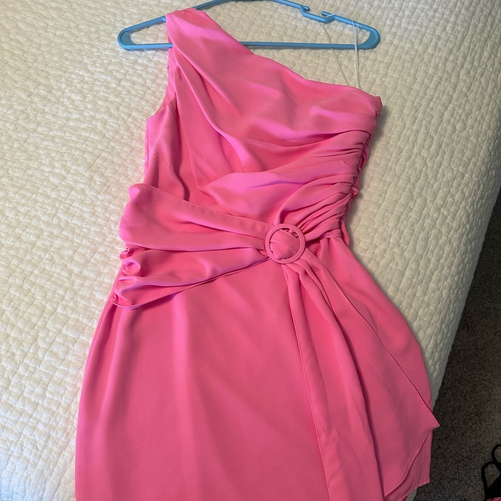 Amanda Uprichard Vibrant Pink One-Shoulder Dress